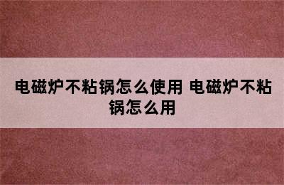 电磁炉不粘锅怎么使用 电磁炉不粘锅怎么用